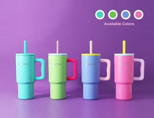 DLOCCOLD Kids 24 oz Tumbler with Handle and Silicone Straw Lid, Leakproof Insulated Tumbler with Spill Resistant Lid, Reusable Stainless Steel Tumbler Mug for Kid Boy Girl, Cupholder Friendly BPA Free - Thumbnail 6