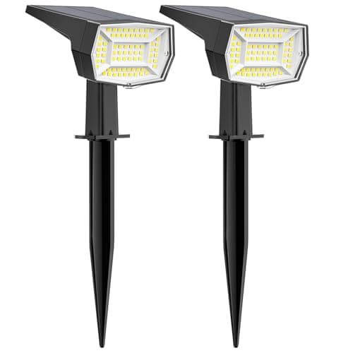 Fabrito 72 LEDs Solar Spot Lights Outdoor Waterproof, 3 Modes Landscape Spotlights, Dusk to Dawn Solar Powered Flood Wall Lights for Outside, Solar Garden Lights for Yard Porch 2 Pack (Cool White)