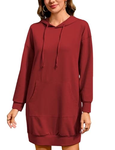 Quenteen Women Hoodies Dress Hooded Sweatshirts Dress Casual Long Sleeve Tunic Dress Oversized Sweatshirts with Pocket - Image 1