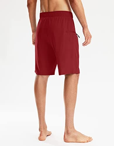 Pinkbomb Men's Swim Trunks with Compression Liner 9 Inch Quick Dry Swimsuit Swimming Swim Board Shorts for Men with Pockets (Red, XL) - Thumbnail 3