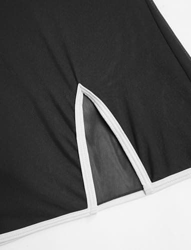 ZAFUL Women 2 Piece Swimsuits with Skirt High Waisted Bikini Sets Tummy Control Bathing Suits Black S - Thumbnail 6