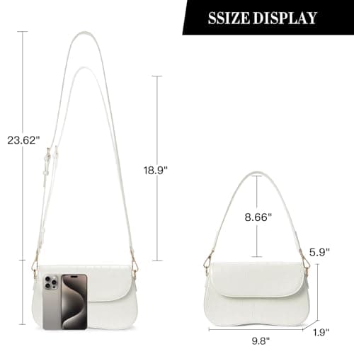 Telena Shoulder Bag for Women, White Purse Handbag Vegan Leather Small Shoulder Purse Crossbody Bag - 2 Adjustable and Detachable Shoulder Straps - Thumbnail 4