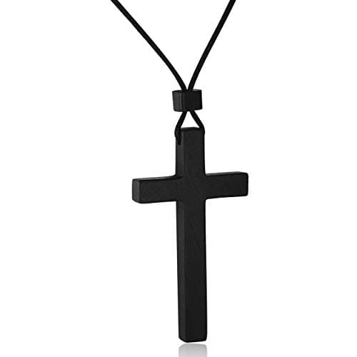 Rehoboth Ebony Wooden Cross Pendant Necklaces for Women Men Handcrafted Gift Wood Hang from Rearview Mirror Pendant Decoration - Image 1