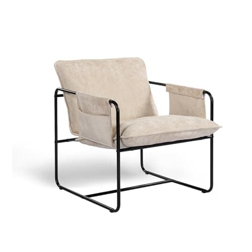 AnjiEacen Modern Accent Chair Comfortable Living Room Chairs with Armrests, Lounge Chair with Metal Frame Chenille Upholstered Bedroom Reading Chair - Image 1