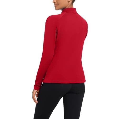 bpbtti Women's Polar Fleece Zip Up Workout Jackets with Pockets Slim Fit Cottony Soft Jacket for Running Athletic Yoga (Red,X-Large) - Thumbnail 2