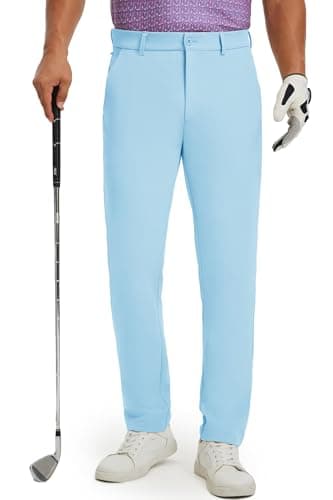 M MAELREG Men's Golf Dress Pants Stretch Quick Dry Wrinkle Free Office Pants with 4 Pockets Casual Pants for Men Light Blue - Image 1