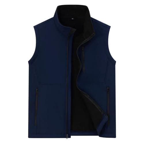 Msmsse Men's Outerwear Lightweight Vest Standing Collar Puffer Sleeveless Jacket for Hiking Running Golf A-Dark Blue M - Image 1