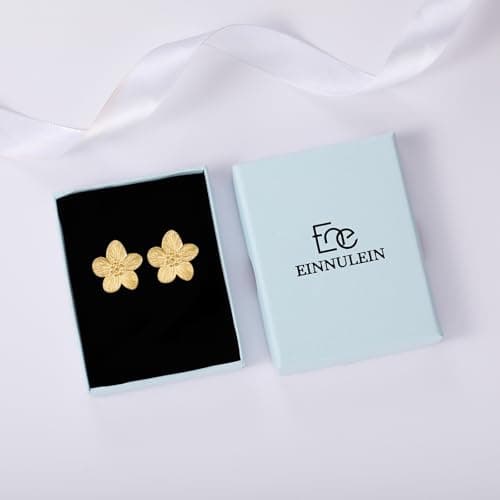 EINNULEIN 18K Gold Plated Gold Flower Earrings For Women Trendy Dainty Small Flower Statement Earrings Hypoallergenic Floral Stud Earring Jewelry Gifts for Her - Thumbnail 5