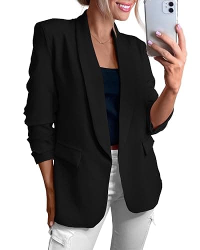 KIRUNDO Womens Blazer 2026 Spring Fall Bussiness Casual Long Sleeve Open Front Work Office Dressy Suit Jackets with Pockets(Black, XX-Large) - Image 1