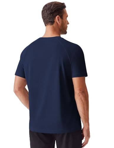 PINSPARK Mens Gym Workout Tshirts Moisture Wicking Shirts for Men Quick Dry T-Shirts Crewneck Plain Tees Navy Tshirt Men - Thumbnail 4