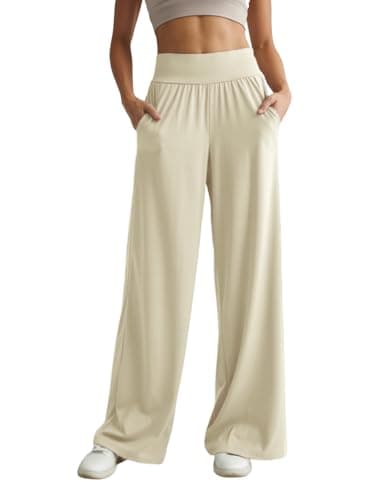 Naimula Wide Leg Yoga Pants Women Casual Loose Cozy High Waist Comfy Sports Athletic Lounge Pants with Pockets Khaki - Image 1