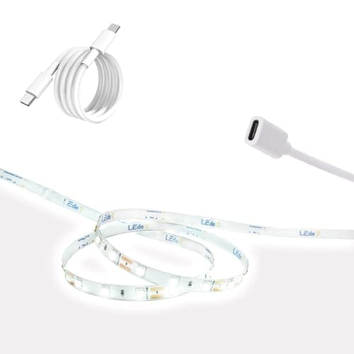 16.4ft 12V LED Strip Lights Cool White, USB C LED Light Strip Powered by Type-C, Flexible Cuttable LED Tape Light, USB Powered LED Lights for Bedroom, Cabinet, Mirror, 1ft USB-C Cable Included - Image 1