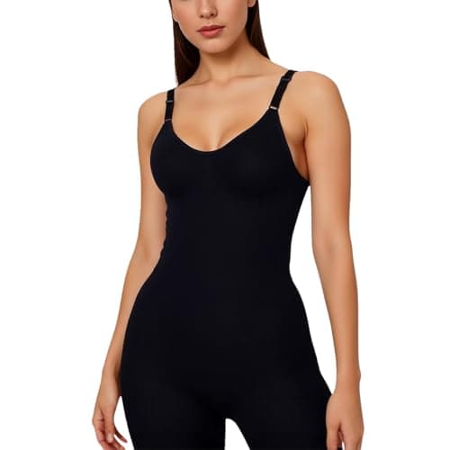BaseTry Shapewear Bodysuit for Women Tummy Control Seamless Sculpting Hip Enhancer Body Shaper (Black, M) - Image 1