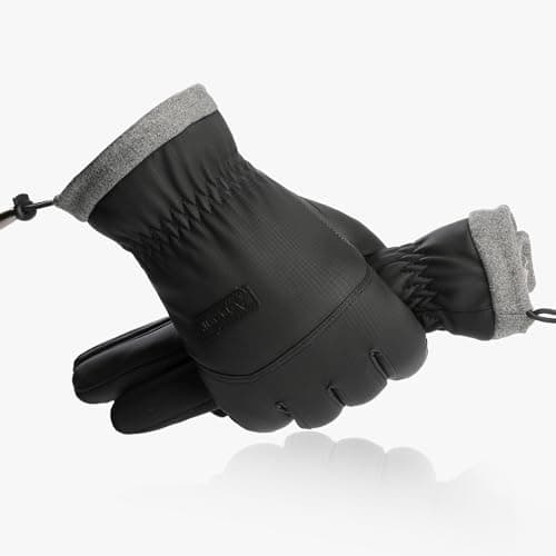 apaepr Winter Ski Gloves for Men & Women, Waterproof Insulated Cold Weather Work Gloves, Touchscreen Snow Gloves for Skiing, Snowboarding, Running, Cycling, Winter Work (Large, Black - Thumbnail 2