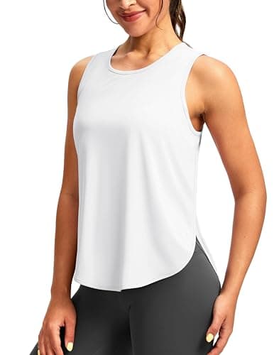Soothfeel Women's Workout Tank Tops Racerback Sleeveless Running Tennis Shirt Loose Fit Sports Gym Exercise Yoga Athletic Top (White, L) - Image 1
