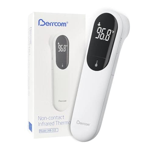Berrcom Dual Probe Forehead Thermometer - No Touch Digital Thermometer for Adults, Kids, Babies with LED Display, Fever Alarm & Fast Reading
