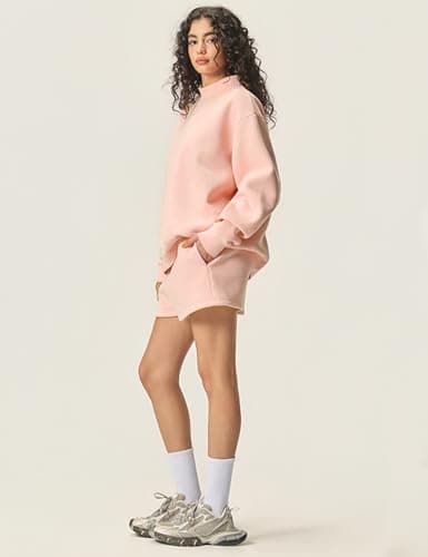 Yimoon Mock Neck Sweatshirt Women Oversized Turtleneck Sweatshirts Fleece Lined Pullover Trendy Outfit(LightPink-S) - Thumbnail 3