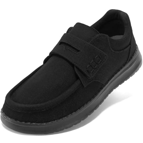 STQ Slip on Wide Toe Box Canvas Penny Loafers Orthopedic Shoes for Women Casual Sneakers with Arch Support All Black Size 6 - Image 1