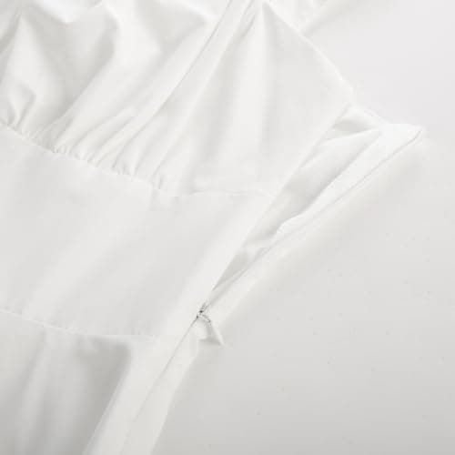 Belle Poque White Dress Women 2026 Summer Sleeveless Flowy Midi Sundress Vintage Elegant Cocktail Party Dress Medium - Thumbnail 5