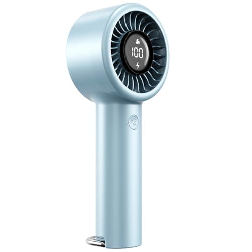 Portable Mini Handheld Fan Turbo, USB Rechargeable Electric High Speed Personal Hand Held Fan, 5 Speeds, LED Display, Battery Operated, Lightweight Small Size, Gift for Womens, Mens, Makeup, Travel - Image 1