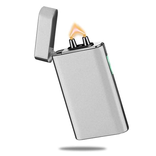 RSBYE Electric Arc Lighter Rechargeable USB C Lighter Electric Plasma Lighters Windproof Fancy Cool Lighters with Upgrade Battery Safety Switch for Candles, Fireworks, Incense (Matte Silver) - Image 1