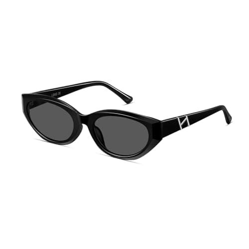 LOHO Acetate Cat Eye Sunglasses for Women, 2026 Retro Oval Y2K 90s Trendy Small Sunglasses, Nylon Lenses Black Cute Sun Glasses with Portable Case, Perfect for Vacation Outfits Honeymoon Small Face - Image 1