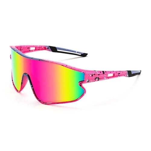 FEISEDY Unisex Youth Sunglasses, Teens Baseball Tennis Sunglasses, UV400 Sports Boys Girls Cycling Shades B4064 (Pink Frame/Purple Red Mirror) - Thumbnail 4