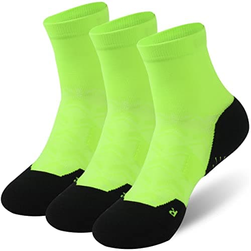 NIcool Men'S Running Socks Green, 3 Pairs St Patrick's Day Socks Cushioned Cycling Athletic Socks For Womens Comfortable Bright Green Seamless Compression Quarter Socks For Tennis Hiking, Neon Green - Image 1
