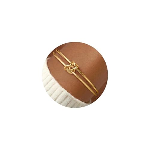 Turandoss Knot Cuff Bangle Bracelets for Women Jewelry Gifts - 18K Gold Plated Love Knot Bracelets Personalized Snake Open Bangle Bracelet Adjustable Snake Cuff Bracelet Jewelry Gifts for Women - Image 1