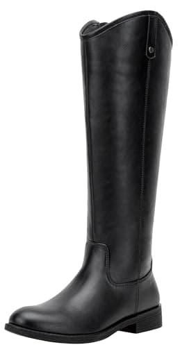 Vepose Women's Knee High Boots 956 Black Zipper Casual Weather Tall Fashion Retro Vegan Boots for Women Size 9.5(CJY956 Black 09.5) - Image 1
