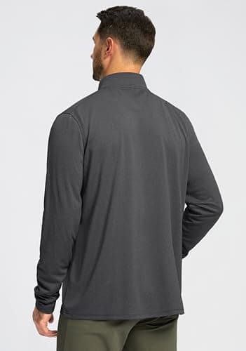 Obla Golf Quarter Zip Pullover for Men Mock Neck Sweatshirt Lightweight Sun Protection Men's Long Sleeve Golf Shirt (Dark Grey Melange_XXL) - Thumbnail 3