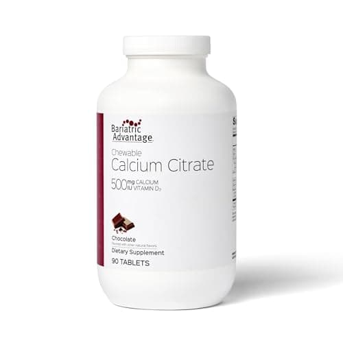 Bariatric Advantage Calcium Citrate Chewable 500 mg - for Bariatric Surgery Patients - High-Potency, Easy-Digest Tablets - Calcium Citrate - Bone Strength Supplements* - Chocolate - 90 Count