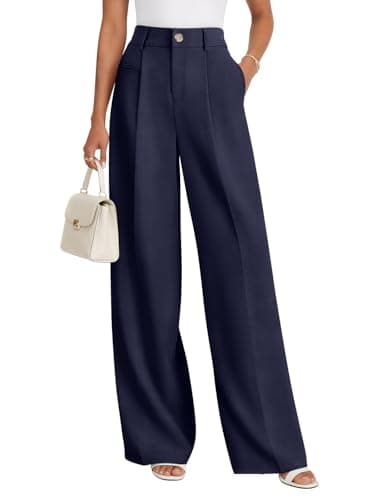 NIMIN Women Wide Leg Dress Pants High Waisted Work Trousers Business Casual Outfits 2026 Summer Palazzo Slacks with Pockets Navy Blue - Image 1