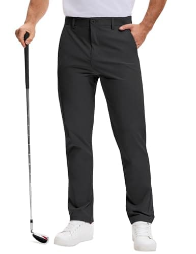 AOHIKE Mens Golf Pants Lightweight Stretch - Moisture-Wicking Business Work Casual Pants with Pockets, Black - Image 1