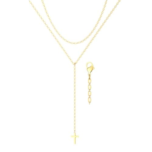 Moodear Layered Cross Necklace for Women - Trendy 14K Gold Plated Long Cross Pendant Lariat Y Lip Choker Chain Necklaces for Women Non Tarnish Religious Jewelry Gifts - Image 1