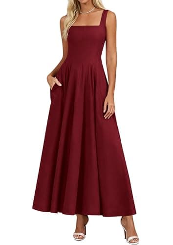 PRETTYGARDEN Cocktail Dresses for Women Formal 2026 Summer Sleeveless A Line Long Flowy Spring Wedding Guest Party Midi Dress (Burgundy,Small) - Image 1