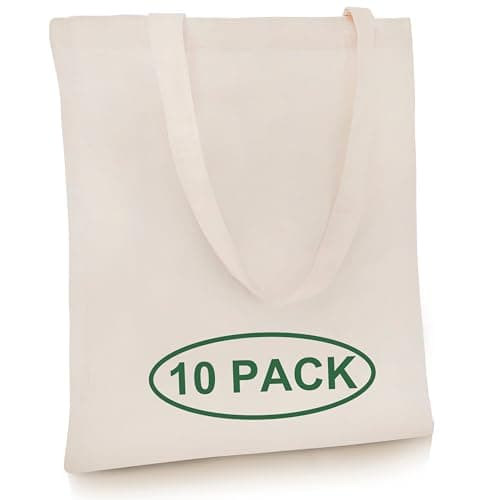 Simply Cool 10-Pack Canvas Tote Bag - Lightweight Tote Bags Bulk, Medium Reusable Grocery Shopping Cloth Bags for Advertising, DIY Projects, Crafts, Painting, Embroidery, Custom Logo - Image 1