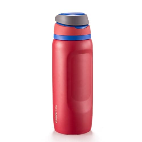 Coolflask MegaSip Stainless Steel Water Bottles 32 oz with Straw, Insulated Water Bottle Leak-Proof, 24+ Hours Cold, BPA-Free Dishwasher Safe, Water Flask for Sports Gym Work Office, Crimson Cobalt - Image 1