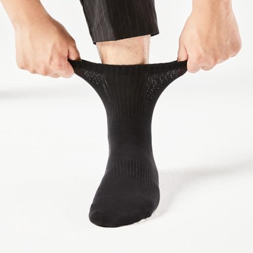 Larizza 5 Pairs Combed Cotton Quarter Crew Socks for Women Men Athletic Ankle Socks Soft Breathable with Aromatic Scent (8.5-11, Black Navyblue White) - Thumbnail 6