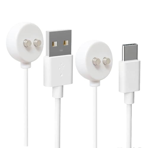 Rlissfiose 2Pack 6mm Magnetic Replacement Charger Cable with 2 Dots, 2.65ft(80cm) USB-A & USB-C Charging Port Set to Magnetic Cord for Rose Charger Toys,Massagers, Cleansers Electronics (Round-6MM)