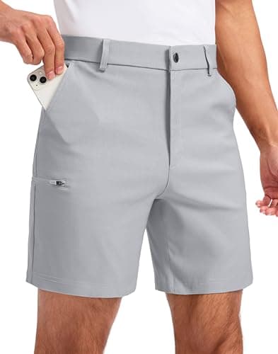 Pudolla Men's Casual Shorts 7/9 Inch Golf Shorts Stretch Dress Work Shorts for Men with 4 Pockets Quick Dry Lightweight(Light Grey 36) - Image 1