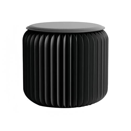 NOONTIDE Folding Stool - 12Inch Home Furniture 660lb Load Capacity Foldable Paper Stool - Eco-Friendly Kraft Paper Honeycomb Design,Foldable to 1.2",Modern Minimalist Stool for Living Room(Black) - Image 1