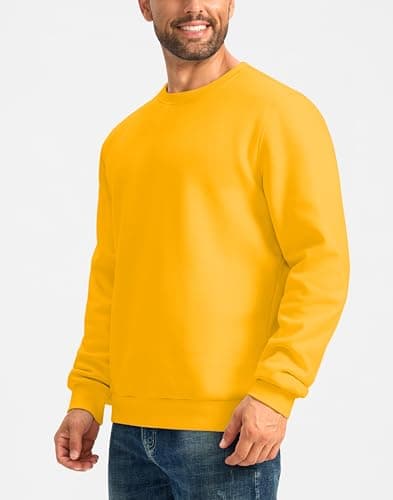 G Gradual Sherpa Lined Sweatshirts for Men Fleece Crewneck Sweatshirt Pullover Warm Shirts for Winter, Bright Yellow, 3X-Large - Thumbnail 3