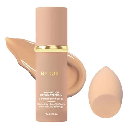 BARUBT 4 in 1 Color Changing Foundation Liquid with SPF 50 - Full Coverage Concealer, Medium Spectrum Foundation Makeup Cream Moisturizing Nourishing, Waterproof, for All Skins Women&Men 1.41 FL.OZ - Image 1