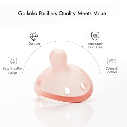 Garkoko Baby Pacifiers 0-6 Months Breast Like Shape Pacifiers BPA-Free One-Piece Silicone Newborn Pacifier for Breastfed Babies, 2pcs for Best Value - Thumbnail 6