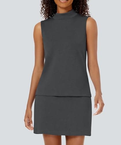 Casly Lamiit Two Piece Set for Women Summer Tennis Skirts with Shorts Tracksuits Sleeveless Travel Outfits Matching Sets Conjuntos De 2 Piezas Para Mujer Dark Grey L - Thumbnail 2