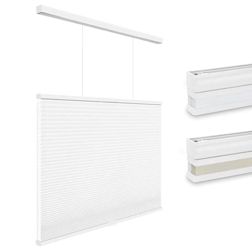 Changshade Top Down Bottom Up Light Filtering Cellular Shades, Cordless Honeycomb Blinds for Windows, for Soft Glow & Daytime Privacy, Thermal Insulated,40" W*72" H,Light Filtering-White - Image 1
