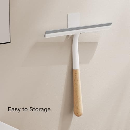 Silicone Shower Squeegee for Glass & Doors, Diveotree Multi-Purpose Squeegee for Bathroom Shower/Windows/Glass/Door, Heavy Duty Scrubber for Car Windshield Cleaning (White, 1pack) - Thumbnail 6