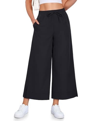 CAMPSNAIL Wide Leg Pants Women - 25"/29" Casual Summer Capri Sweatpants Lightweight Yoga Pants for Dress Travel Business Work - Image 1