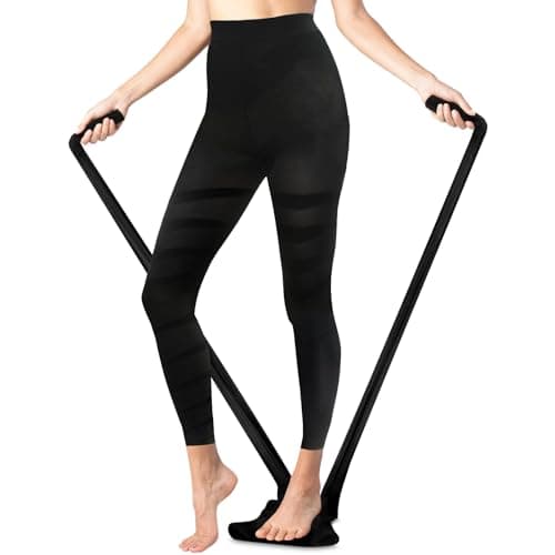 SafeKythera Medical Compression Pantyhose for Women, 15-23mmHg Tights, Footless Compression Stockings for Varicose Veins (US, Alpha, 3X-Large, Regular, Petite, black, Patterned-Series) - Image 1